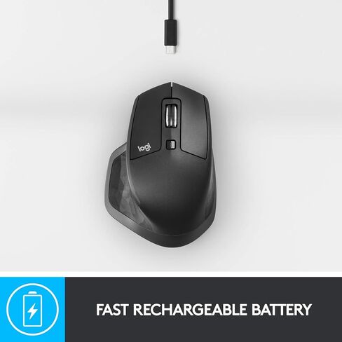Logitech MX Master 2S Wireless Mouse, Multi-Device, Bluetooth or 2.4GHz Wireless with USB Unifying Receiver, 4000 DPI Any Surface Tracking, 7 Buttons, Fast Rechargeable, Laptop/PC/Mac/iPad - Graphite in Saudi Arabia