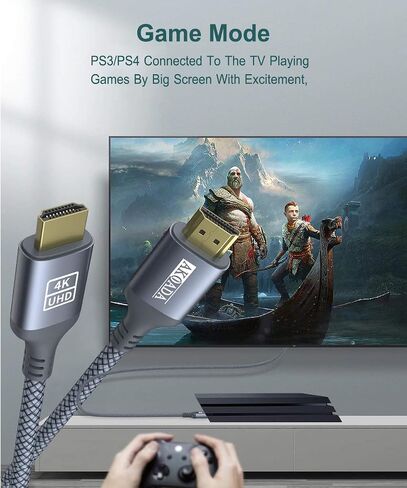 AkoaDa 4K HDMI Cable 15FT, 18Gbps 2.0 High Speed Gaming Cord 4K@60Hz HDR, 2K, ARC 3D Compatible for PS5/4, UHD TV and Blu-ray Player in Kuwait