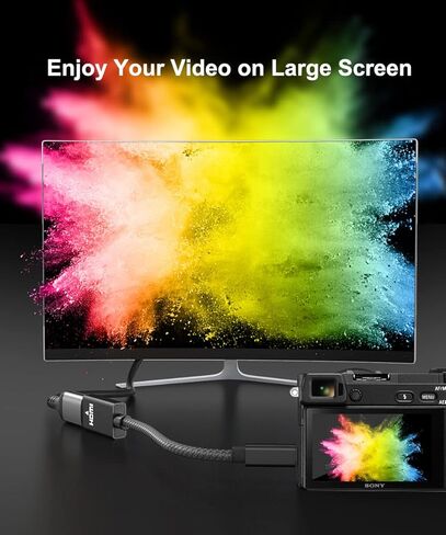 محول كابل Elebase Micro HDMI ذكر إلى HDMI أنثى، 4K/60 هرتز 0.67 قدم عالي السرعة من النوع D HDMI 2.0 موصل لـ Raspberry Pi 4 4b Model B، GoPro Black Hero 7 6 5 4، كاميرا Sony A6300، Nikon B500 in Kuwait