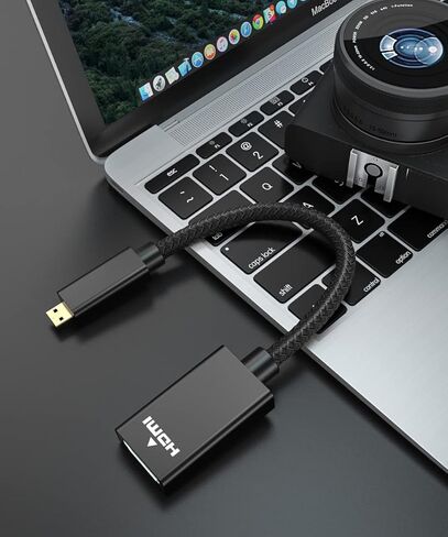 محول كابل Elebase Micro HDMI ذكر إلى HDMI أنثى، 4K/60 هرتز 0.67 قدم عالي السرعة من النوع D HDMI 2.0 موصل لـ Raspberry Pi 4 4b Model B، GoPro Black Hero 7 6 5 4، كاميرا Sony A6300، Nikon B500 in Kuwait