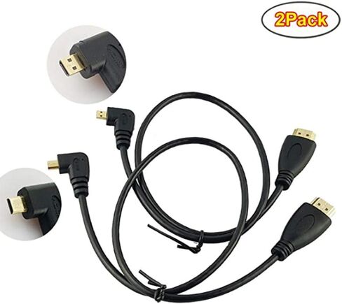 كابل Seadream بزاوية Micro HDMI إلى HDMI 2 حزمة 1.64 قدم 50 سم 90 درجة زاوية مايكرو HDMI ذكر إلى موصل كابل HDMI ذكر (2 حزمة لكل زاوية يمنى وزاوية يسرى) in Kuwait