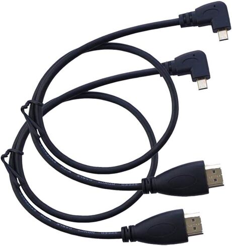 كابل Seadream بزاوية Micro HDMI إلى HDMI 2 حزمة 1.64 قدم 50 سم 90 درجة زاوية مايكرو HDMI ذكر إلى موصل كابل HDMI ذكر (2 حزمة لكل زاوية يمنى وزاوية يسرى) in Kuwait