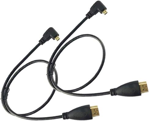 كابل Seadream بزاوية Micro HDMI إلى HDMI 2 حزمة 1.64 قدم 50 سم 90 درجة زاوية مايكرو HDMI ذكر إلى موصل كابل HDMI ذكر (2 حزمة لكل زاوية يمنى وزاوية يسرى) in Kuwait