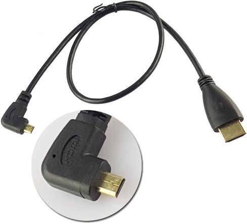 كابل Seadream بزاوية Micro HDMI إلى HDMI 2 حزمة 1.64 قدم 50 سم 90 درجة زاوية مايكرو HDMI ذكر إلى موصل كابل HDMI ذكر (2 حزمة لكل زاوية يمنى وزاوية يسرى) in Kuwait