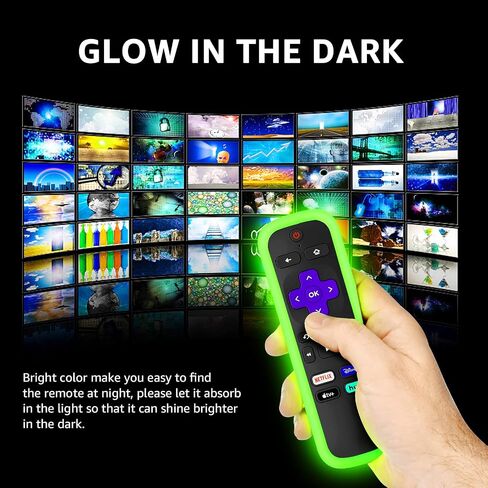 2 Pack Remote Cover for Roku TV Controller Glow in The Dark, Green Purple in Kuwait