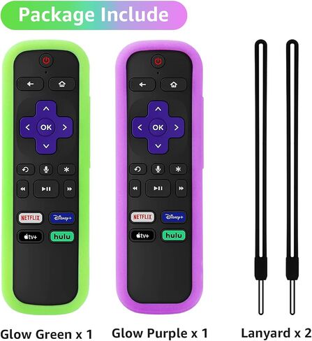 2 Pack Remote Cover for Roku TV Controller Glow in The Dark, Green Purple in Kuwait