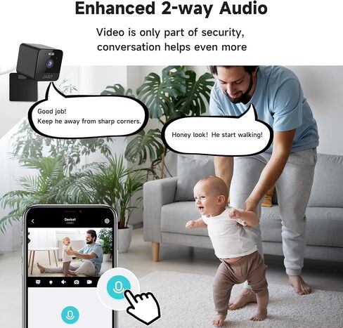 كاميرا أمان JAIOT داخلية، كاميرا للحيوانات الأليفة واي فاي 2.4 جيجا مع تطبيق الهاتف، كاميرا لأمن المنزل، رؤية ليلية ملونة، سلكية، كشف الحركة، إعداد سهل، صوت ثنائي الاتجاه، تعمل مع Alexa in Kuwait