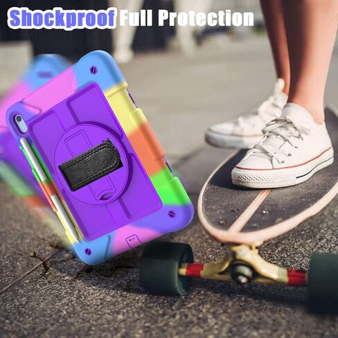 SUPNICE iPad 10th Generation Case 10.9 Inch 2022, Durable Shockproof Protective Cover with [Screen Protector][Pencil Holder][360 Rotating Stand][Shoulder Strap] for iPad 10th Gen 2022 - Black in Saudi Arabia
