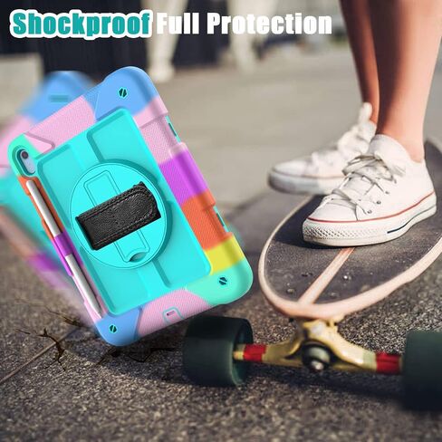 SUPNICE iPad 10th Generation Case 10.9 Inch 2022, Durable Shockproof Protective Cover with [Screen Protector][Pencil Holder][360 Rotating Stand][Shoulder Strap] for iPad 10th Gen 2022 - Black in Kuwait