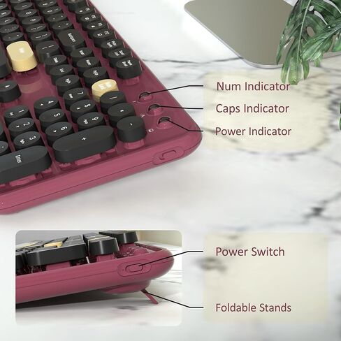 Retro Wireless Keyboard and Mouse Combo with Wrist Rest (Dark Green) in Kuwait