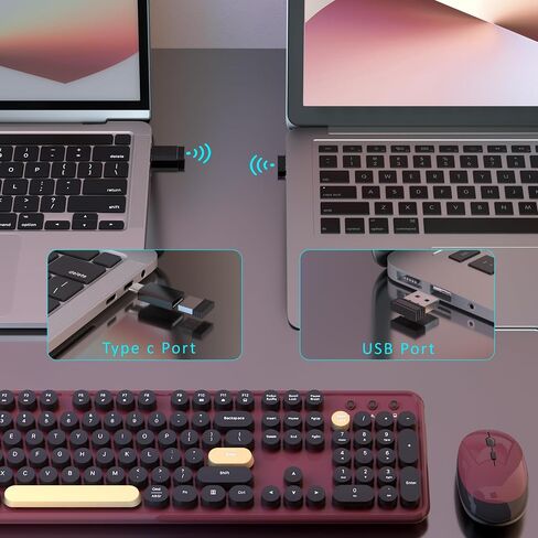 Retro Wireless Keyboard and Mouse Combo with Wrist Rest (Dark Green) in Kuwait