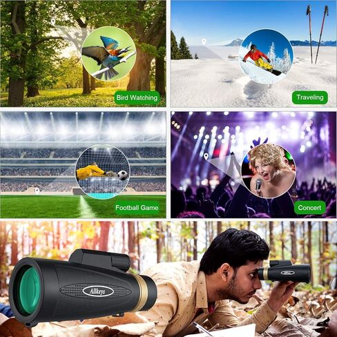Allkeys 16x55 HD Monocular Telescope for Adults Kids, Waterproof Monocular with Quick Smartphone Holder,Day & Low Night Vision,BAK4 Prism FMC Lens for Stargazing Wildlife Bird Watching Travling in Kuwait