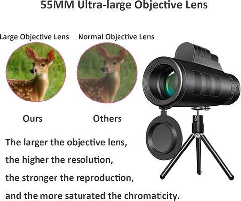 تلسكوب سيبيجنولي أحادي العين، منظار أحادي عالي الطاقة مع حامل للهاتف الذكي وحامل ثلاثي القوائم، تلسكوب تكبير مقاوم للماء، رؤية ليلية نهارية ومنخفضة، تركيز مزدوج منشوري BAK4 لصيد الطيور (12X50) in Kuwait