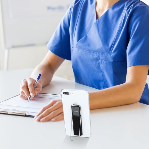 4 Pieces Phone Grip Strap Telescopic Phone Kickstand Elastic Finger Holer Hand Strap Adhesive Loop for Phone Grip with Stand Compatible with Most Smartphones (Black, Rose Gold) in Kuwait