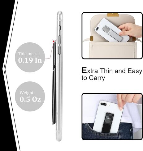 4 Pieces Phone Grip Strap Telescopic Phone Kickstand Elastic Finger Holer Hand Strap Adhesive Loop for Phone Grip with Stand Compatible with Most Smartphones (Black, Rose Gold) in Kuwait