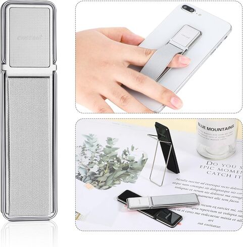 4 Pieces Phone Grip Strap Telescopic Phone Kickstand Elastic Finger Holer Hand Strap Adhesive Loop for Phone Grip with Stand Compatible with Most Smartphones (Black, Rose Gold) in Kuwait