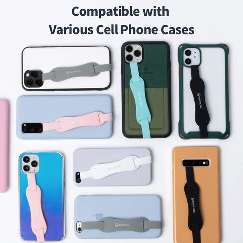 حامل مقبض هاتف من السيليكون العالمي من Sinjimoru، كحامل للهاتف الخلوي، مع حزام أصابع مرن للهاتف لجراب Android/iPhone. حامل حلقة سينجي باللون الأسود in Kuwait