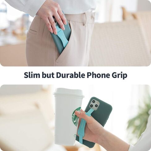 حامل مقبض هاتف من السيليكون العالمي من Sinjimoru، كحامل للهاتف الخلوي، مع حزام أصابع مرن للهاتف لجراب Android/iPhone. حامل حلقة سينجي باللون الأسود in Kuwait