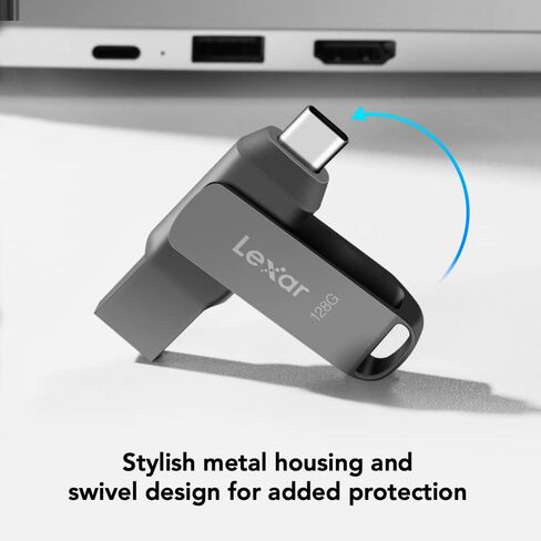 محرك فلاش Lexar 256GB JumpDrive Dual Drive D400 USB 3.1 Type-C وType-A، قراءة تصل إلى 130 ميجابايت/ثانية (LJDD400256G-BNQNU) in Kuwait