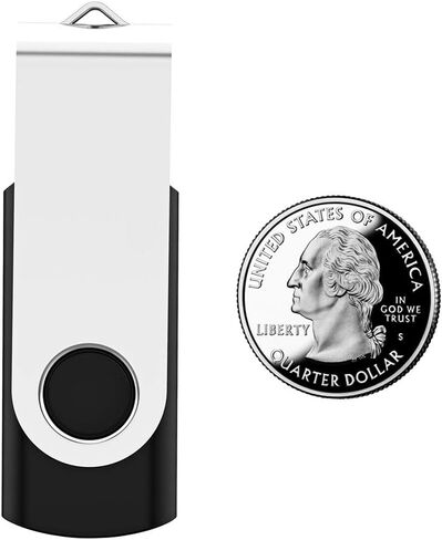 2 Pack 64GB USB Flash Drive USB 2.0 Thumb Drives Jump Drive Fold Storage Memory Stick Swivel Design - Black in Kuwait