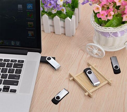 2 Pack 64GB USB Flash Drive USB 2.0 Thumb Drives Jump Drive Fold Storage Memory Stick Swivel Design - Black in Kuwait