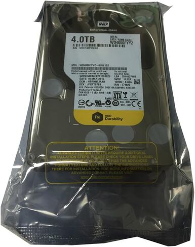قرص صلب داخلي للمؤسسات من ويسترن ديجيتال RE 4TB 7200RPM 64MB كاش ساتا 6.0 جيجابت/ثانية 3.5 انش (WD4000FYZ) او اي ام - ضمان 3 سنوات (مجدد) in Saudi Arabia