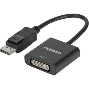 محول FEMORO DisplayPort إلى DVI 5 حزم، محول Display Port DP إلى DVI-I 1080P لجميع منافذ الكمبيوتر والكمبيوتر المحمول وسطح المكتب - أسود in Kuwait