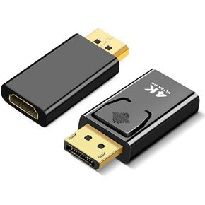 2Pcs DisplayPort to HDMI-Compatible Adapter Converter 4K Display Port Male DP to HDMI Female HD TV Cable Adapter Video Audio for PC TV Projector in Saudi Arabia
