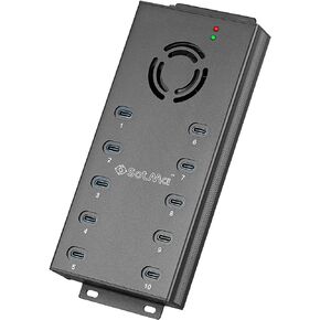 سوتما موزع USB C 2.0 بـ10 منافذ - موزع USB نوع C متعدد المنافذ - موسع USB C يعمل بالطاقة للتعدين - موزع طاقة كبير USB C مع محول طاقة 12 فولت 10 امبير ومصابيح LED ودعامة تثبيت - اسود in Kuwait