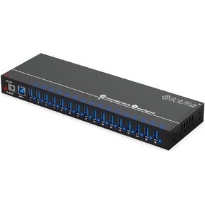 موزع USB لحماية متعددة الأمان - محور USB 3.0 يعمل بـ 16 منفذًا مع محول تيار متردد (12 فولت / 10 أمبير) - محور USB 3.0 من الألومنيوم مزود بمصابيح LED - سرعة عالية - محور لأجهزة متعددة - محور USB 3.0 يعمل بالطاقة in Kuwait