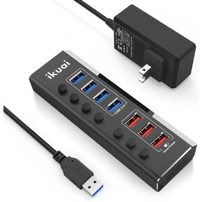 موزع USB 3.0 يعمل، موزع منافذ USB متعدد 5 منافذ ikuai، محور USB 3، موسع منفذ USB محمول عالي السرعة، يدعم الشحن، محول طاقة 24 وات لأجهزة الكمبيوتر المحمول والكمبيوتر الشخصي (RSW-A35B) in Kuwait
