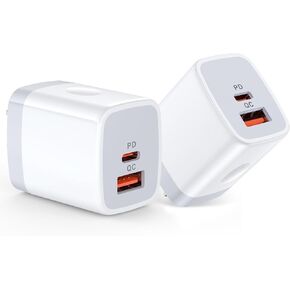 كتلة شاحن سريع USB C، شاحن حائط USB مزدوج المنفذ (عبوة من قطعتين) محول طاقة USB-C بقدرة 20 واط، كتلة شحن سريعة من النوع C لهواتف iPhone 15/15 Pro/15 Pro Max، وSamsung Galaxy S23/S22/S21، وGoogle Pixel 8 Pro /8/7 in Kuwait