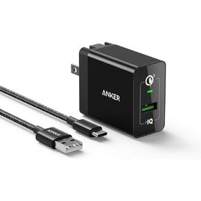 Quick Charge 3.0, Anker 18W Wall Charger (Quick Charge 2.0 Compatible) Powerport+ 1 for Wireless Charger, Galaxy S10e/S10/S9, Note 9/8, LG G7, iPhone and More (USB-A to USB-C Cable Included) in Kuwait