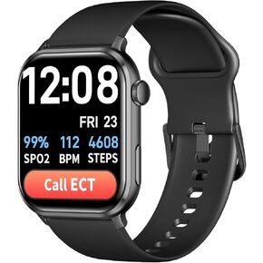 COCO Bluetooth Smartwatch BT2 for Seniors Men and Women, Personal Emergency PERS, Health Monitor, Heart Rate, Blood Oxygen Measuring, Fall Detection, Medical Reminder, Midnight (Black)