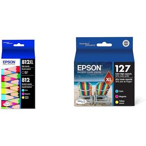 Epson 812 Genuine Ink Cartridge XL Black and Standard Color Combo Pack | Works With WorkForce Pro WF-7310 WF-7820 WF-7840 EC-C7000 Printers in Kuwait