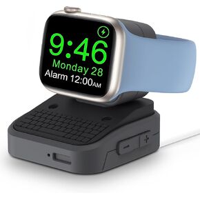 حامل شحن MAPUCE متوافق مع Apple Watch Ultra2/Ultra/9/8/7/6/5/4/3/2/1/SE (49 مم، 45 مم، 44 مم، 42 مم، 41 مم، 40 مم، 38 مم) - تصميم كلاسيكي متين مع دعم وضع Nightstand (أسود) in Kuwait