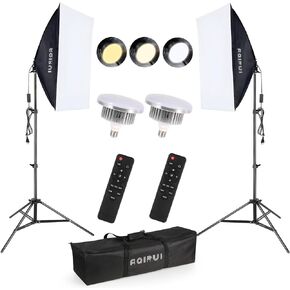 【Upgrade LED Bulb】Softbox Lighting Kit, Continuous Photography Lighting Kit with 2X175W 3000-6700K E27 LED Bulb, 2x20x28in Soft Box , Photo Studio Lights Equipment for Camera Shooting, Video Recording in Kuwait