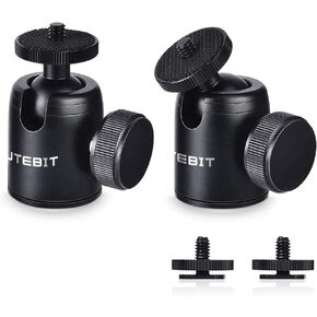 UTEBIT 2 Pack Mini Tripod Ball Head with 1/4" Camera Hot Shoe Mount, Black | 360° Vertical Pan 90° Camera Mount Adapter Photograph Attachment Accessories for Action Cameras Cam Light Microphone in Kuwait