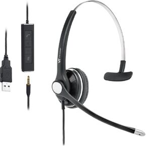 VT USB-C/3.5MM Headset Computer-Headphone Noise-Cancelling Microphone - UC Headset Compatible with MS Teams Skype for Business
