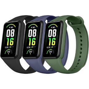 Amzpas TPU Bands for Amazfit Band 7 Fitness & Health Tracker, 3 Pack Soft Breathable Wristband, Adjustable Replacement Sportt Strap for Women Men