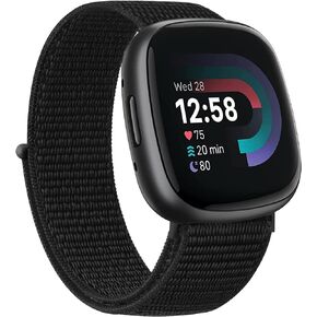 Amzpas Nylon Band for Fitbit Versa 4 / Versa 3 Bands & Fitbit Sense 2 / Sense Bands for Women Men, Soft Breathable Replacement Strap Compatible with Fitbit Sense 2 / Versa 4 Smartwatch