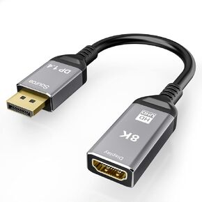 CABLEDECONN DisplayPort 1.4 to HDMI 2.1 Ultra HD 8K Male to Female Cable 0.25m Converter 8K@60Hz 4K@120Hz Directional Compatible with DisplayPort PC and HDMI Displays Tvs in Kuwait