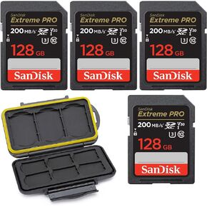 SanDisk 128GB Extreme PRO 200MB/s SDXC UHS-I Memory Card (4-pack) Bundle with Memory Case in Saudi Arabia