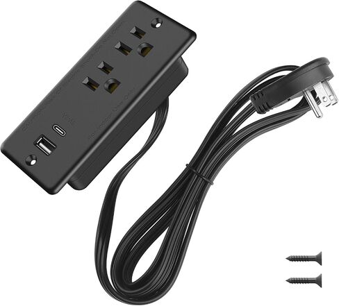 HHSOET Furniture Recessed Power Strip, 10W USB A Ports, Black, 6FT in Kuwait