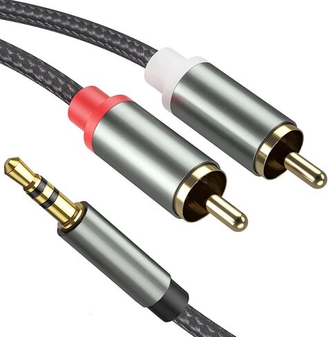 كابل 3.5 ملم إلى RCA، 6.6FT 2 RCA ذكر إلى Aux محول صوت من النايلون المضفر على شكل حرف Y RCA سلك مساعد 1/8 إلى موصل RCA متوافق مع iPhone، والهواتف الذكية، وMP3، والأجهزة اللوحية، ومكبرات الصوت، والمسرح المنزلي in Kuwait