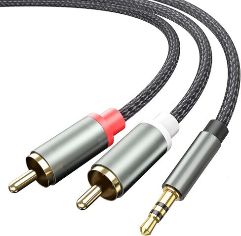 كابل 3.5 ملم إلى RCA، 6.6FT 2 RCA ذكر إلى Aux محول صوت من النايلون المضفر على شكل حرف Y RCA سلك مساعد 1/8 إلى موصل RCA متوافق مع iPhone، والهواتف الذكية، وMP3، والأجهزة اللوحية، ومكبرات الصوت، والمسرح المنزلي in Kuwait