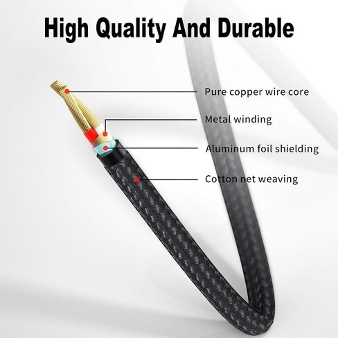 كابل 3.5 ملم إلى RCA، 6.6FT 2 RCA ذكر إلى Aux محول صوت من النايلون المضفر على شكل حرف Y RCA سلك مساعد 1/8 إلى موصل RCA متوافق مع iPhone، والهواتف الذكية، وMP3، والأجهزة اللوحية، ومكبرات الصوت، والمسرح المنزلي in Kuwait
