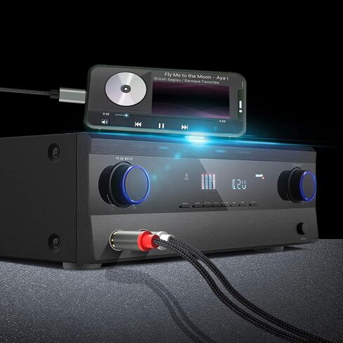 كابل 3.5 ملم إلى RCA، 6.6FT 2 RCA ذكر إلى Aux محول صوت من النايلون المضفر على شكل حرف Y RCA سلك مساعد 1/8 إلى موصل RCA متوافق مع iPhone، والهواتف الذكية، وMP3، والأجهزة اللوحية، ومكبرات الصوت، والمسرح المنزلي in Kuwait