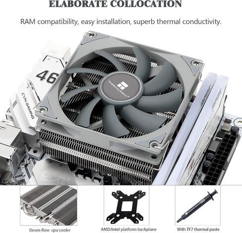 Thermalright AXP90-X53 مبرد هواء وحدة المعالجة المركزية باللون الأسود، ارتفاع 53 مم، مع مروحة وحدة المعالجة المركزية TL-9015B Slim PWM، مبرد غرفة التبريد ITX، لـ AMD: AM4 AM5/Intel 1150/1151/1155/1156/1200/1700 in Kuwait