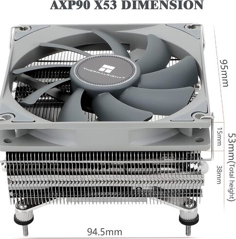 Thermalright AXP90-X53 مبرد هواء وحدة المعالجة المركزية باللون الأسود، ارتفاع 53 مم، مع مروحة وحدة المعالجة المركزية TL-9015B Slim PWM، مبرد غرفة التبريد ITX، لـ AMD: AM4 AM5/Intel 1150/1151/1155/1156/1200/1700 in Kuwait